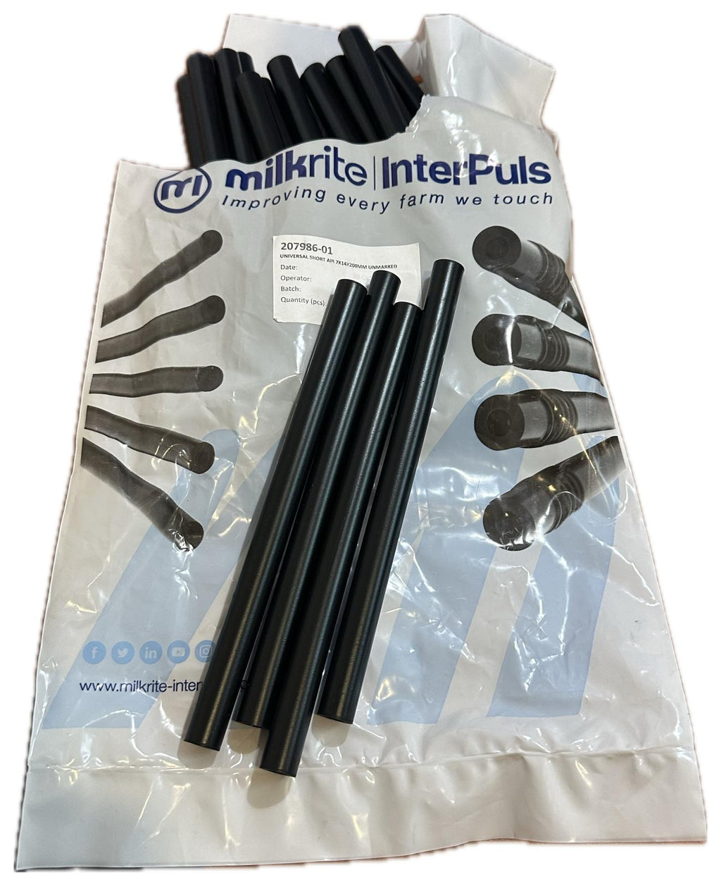 Tubo corto aria universale 7X14X200mm per gruppo di mungitura