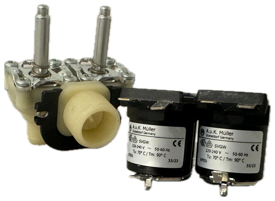 Elettrovalvola A.u.K. Muller doppia uscita ad angolo 220/240V  per C100/C100E/C200
