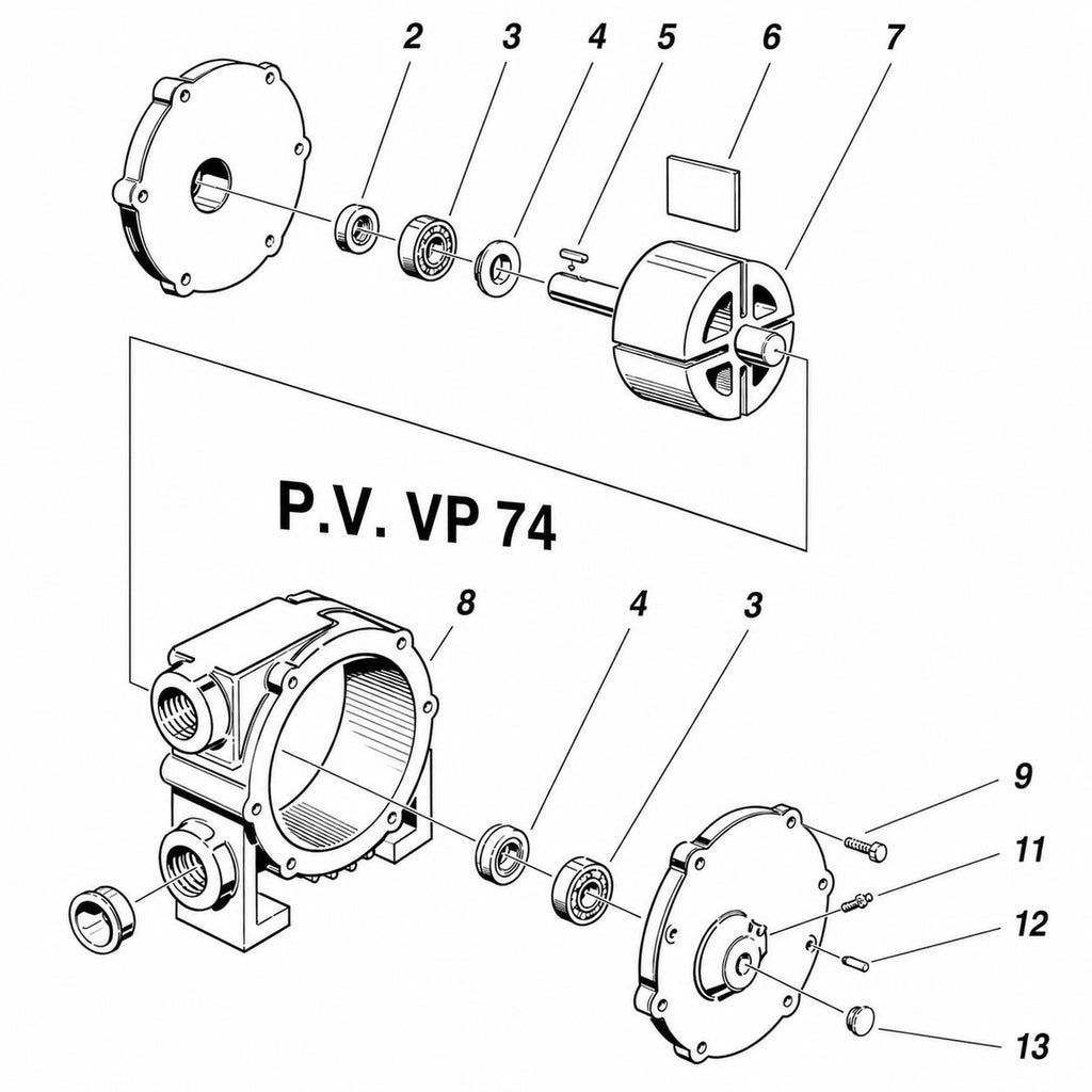 Kit Riparazione 8000 Ore / 4 Anni per Pompa del Vuoto V.P. 74 - 600 Lt Alfa Laval/DeLaval