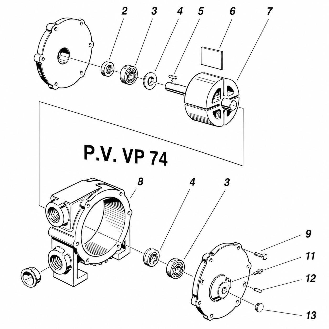 Kit Riparazione 8000 Ore / 4 Anni per Pompa del Vuoto V.P. 74 - 600 Lt Alfa Laval/DeLaval