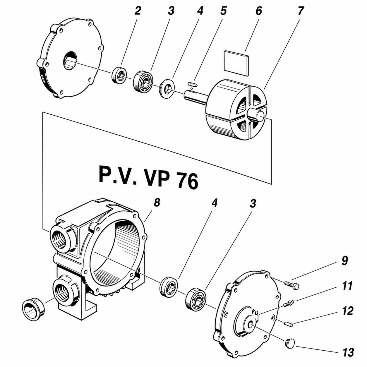 Kit Riparazione 8000 Ore / 4 Anni per Pompa del Vuoto V.P. 76 -  800 Lt. Alfa Laval/DeLaval