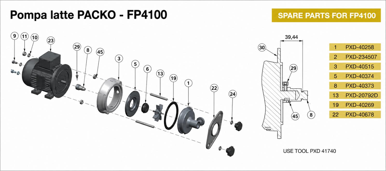 Kit riparazione per pompa latte PACKO - FP4100