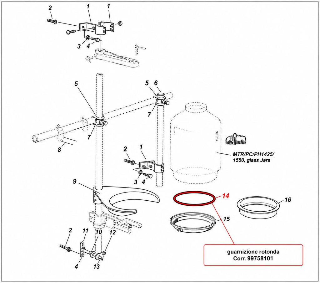 Guarnizione rotonda per vaso terminale vetro ALFA LAVAL/DeLaval