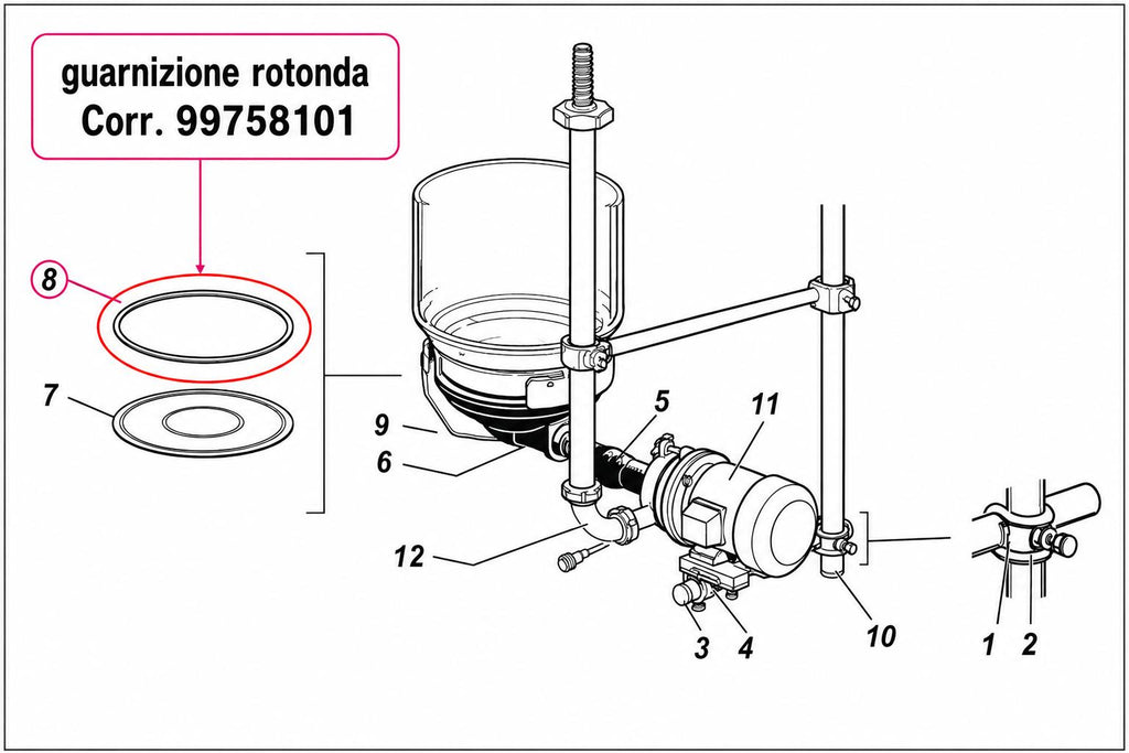 Guarnizione rotonda per vaso terminale vetro ALFA LAVAL/DeLaval