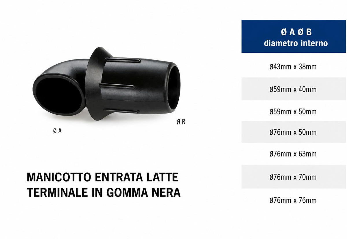 Manicotto entrata latte vaso terminale vetro D59x50