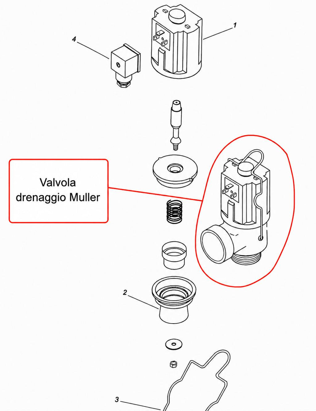 Valvola di drenaggio A.u.K. Muller 200-240V  normalmente chiusa per frigor DeLaval